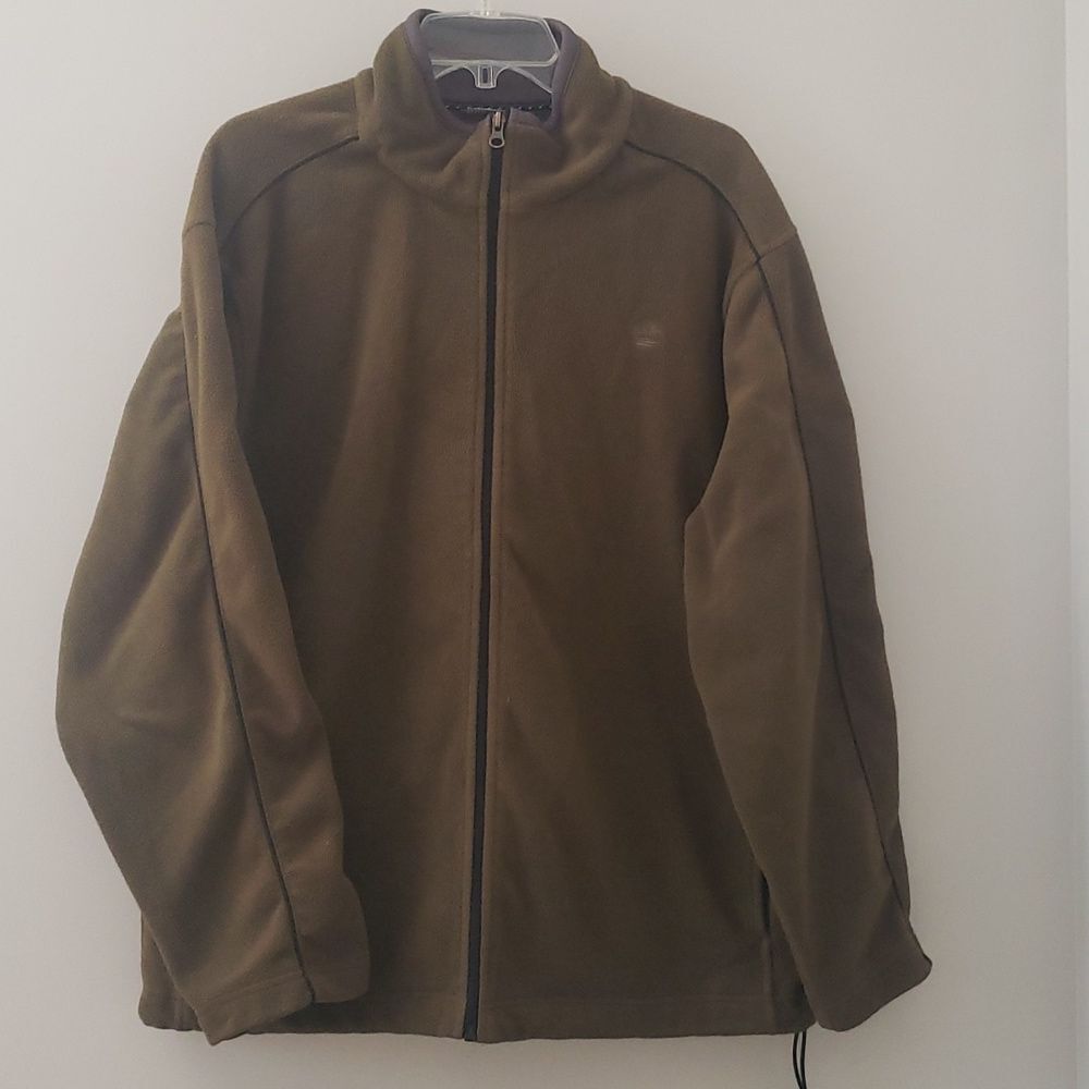 Timberland Jacket Mens L Full Zip Olive Green Fleece Outdoor Gorpcore Streetwear
